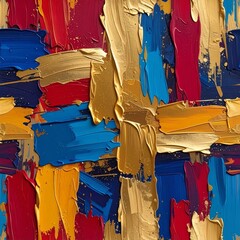 Abstract Thick Oil Paint Brush Strokes Seamless Pattern. Textured artistic repeat background.