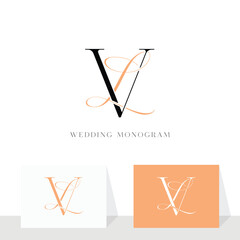 Elegant VL LV wedding monogram logo design