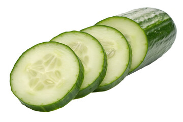 Sliced Cucumber Isolated on Transparent Background