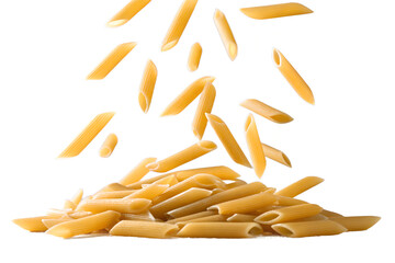 Penne Pasta Falling Isolated on Transparent Background