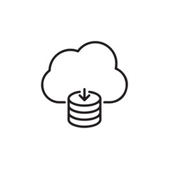 Cloud Database Icon | Data Sync Upload | Secure Backup Line Art Vector