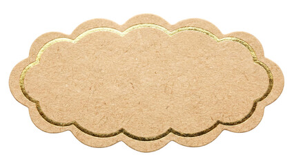 Scalloped kraft paper label with metallic gold edging 