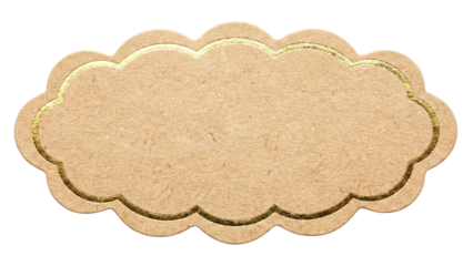 Scalloped kraft paper label with metallic gold edging 