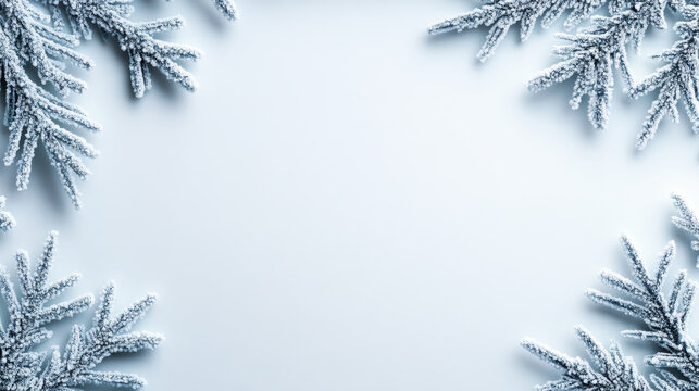 Frosty pastel blue snowflake border forming soft frame