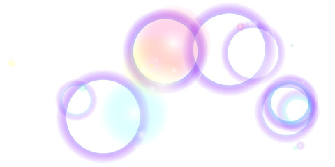 Obraz premium Abstract glowing iridescent soap bubbles with reflections and highlights floating in darkness isolated on transparent background