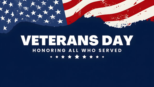Veterans day honoring all who served american flag background - Powered by Adobe