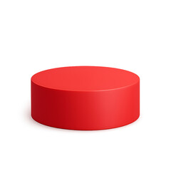 Red Simple Cylindrical Stand for Cosmetic Display, modern presentation designs, product display, advertising mockups, and Packaging Mockup Designs Isolate on Transparent Background, PNG