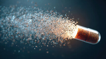 A close-up shot of a dissolving capsule, symbolizing medicine and health