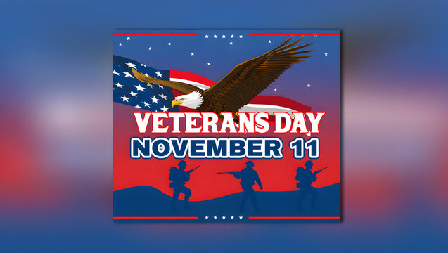 Veterans day november 11 american flag eagle silhouette