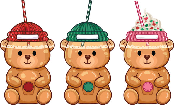 Set of Christmas Bearista Cup Trio