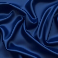Smooth Navy Blue Silk Fabric with Elegant Flowing Waves Soft Sheen Luxury Material Texture