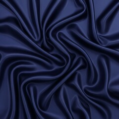 Smooth Navy Blue Silk Fabric with Elegant Flowing Waves Soft Sheen Luxury Material Texture