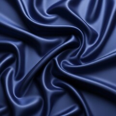 Smooth Navy Blue Silk Fabric with Elegant Flowing Waves Soft Sheen Luxury Material Texture