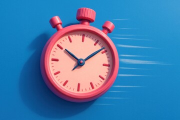 A pink stopwatch on a blue background, indicating speed or efficiency with blurred effect