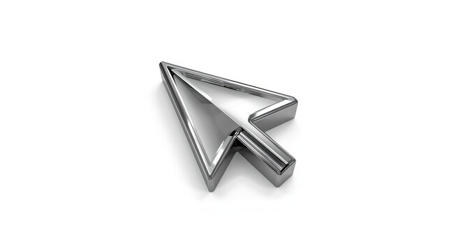 Cursor arrow pointer metallic silver click select icon isolated design element