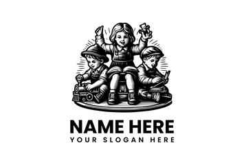 Playful Children's Club A Vector Logo Illustration Featuring Toys and Happiness for Early Education, Perfect for EPS Use