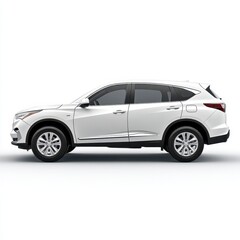 Side profile of a generic white SUV isolated on a white backdrop