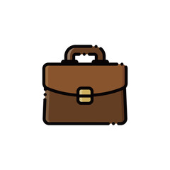 A classic brown leather briefcase with gold clasp. Perfect for business or office designs. Editable & scalable.