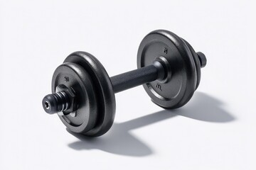 Single dumbbell on a pure white background for fitness product photography