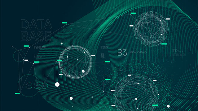 Information flow sorting and analysis, Neural network big data flow visualization, Futuristic technology artificial intelligence digital grid, Processing databases using algorithms, Quantum computing