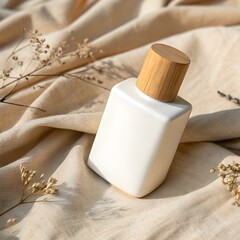 Organic White Ceramic Perfume Bottle with Wooden Cap