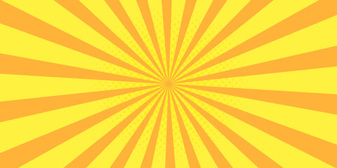 Bright yellow abstract background with sunburst radial rays.