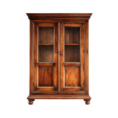 Wood cabinet with glass doors and shelves