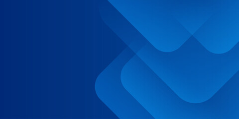 Blue abstract background with layered geometric shapes and gradients.