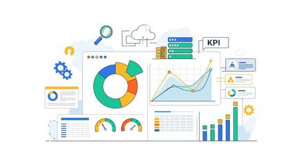 Business Intelligence Dashboard with Charts and Graphs for Data Analysis.