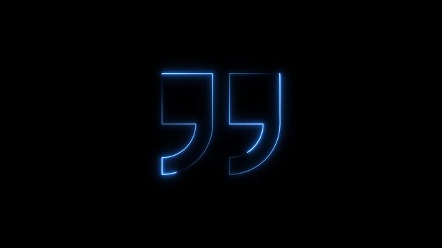 Blue Neon Quotation Marks on Black Background quote