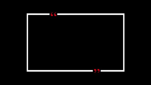 Animated white Square Quote Frame Design for Text and Quotation. Animated white square quote frame design for textual quotation, paraphrasing,