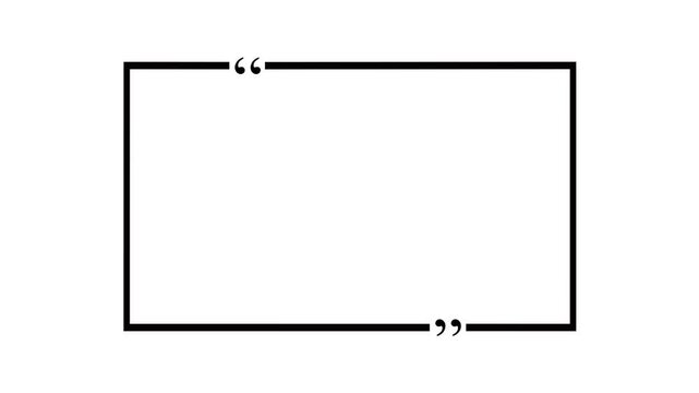 Animated Black Quote Frame Design. Animated blue square quote frame design for textual quotation, paraphrasing,