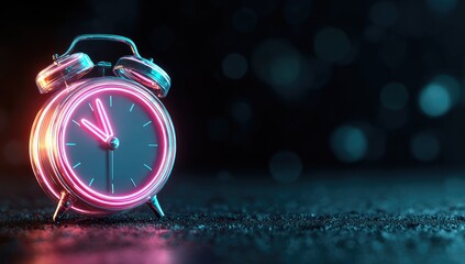 Retro alarm clock glows with vibrant neon