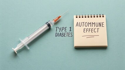 Syringe beside handwritten notes about Type 1 Diabetes