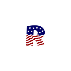 A bold American flag forming a unique letter monogram logo. Ideal for patriotic brands, US events, government-related projects, sports teams, and strong national identity designs.