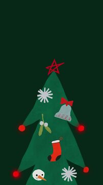 Animated Vertical Christmas Tree Background Loop