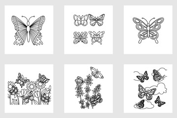 set of butterflies