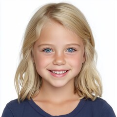 Smiling blonde child in studio portrait