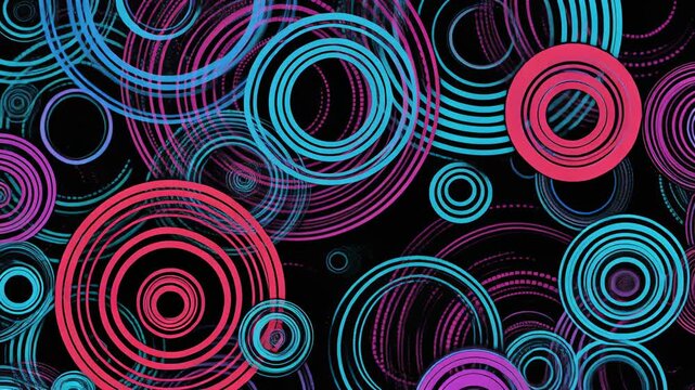 Vibrant abstract circles on a dark background, perfect for modern design projects and artistic backgrounds