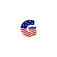 A bold American flag forming a unique letter monogram logo. Ideal for patriotic brands, US events, government-related projects, sports teams, and strong national identity designs.