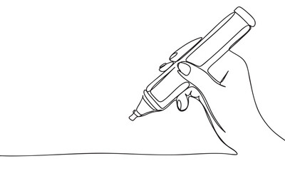 Continuous Line Drawing of a Hand Holding a Marker
