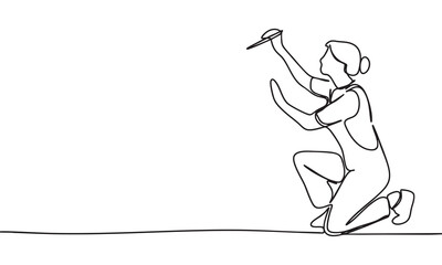 Fototapeta premium Continuous Line Drawing of a Person Creating Art