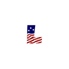 A bold American flag forming a unique letter monogram logo. Ideal for patriotic brands, US events, government-related projects, sports teams, and strong national identity designs.