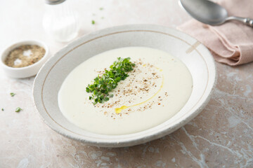 Celery and potato soup with truffle oil