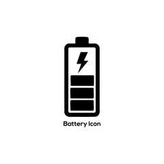 Battery level icon with lightning symbol, full charge power indicator for mobile devices, energy, electricity, technology apps and interfaces

