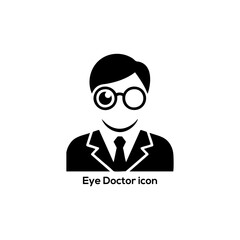 Eye Doctor Silhouette Icon, Optometrist Professional Avatar Symbol for Vision Care Clinic, Medical Apps, Healthcare Branding Designs and Logos

