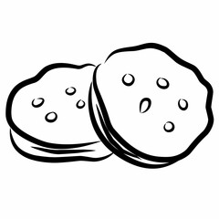 Cookies Illustration in Black Outline Style for Bakery Packaging