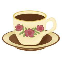 Coffee time digital sticker, cute sticker, scrapbook sticker, bullet journal sticker, planner sticker.