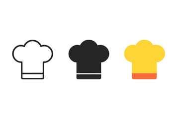 Minimalist Chef Hats. Minimalist cooking hobby icon: three identical chef hats in a row, first in line style with thin outline,