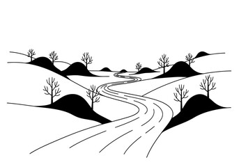 silhouette of a mountain view